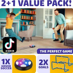 Atlasonix Hover Soccer Ball, Indoor Soccer Ball, Boy Birthday Gifts, Indoor Toy Games, 1 Balls with 2 Goals, Indoor 3 in 1 Pack, Floating Gliding Disk