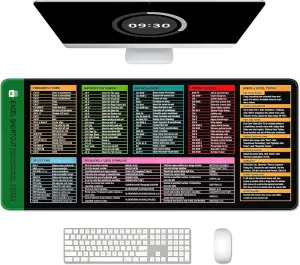 Auhoahsil Large Mouse Pad, XL Gaming Mousepad, Desk Mat for Desktop, Thick Rubber, Big & Long Size, Stitched Edges, Full Desk Pad for Laptop & Computer, Extended 31.5 x 11.8 in, Excel Shortcut