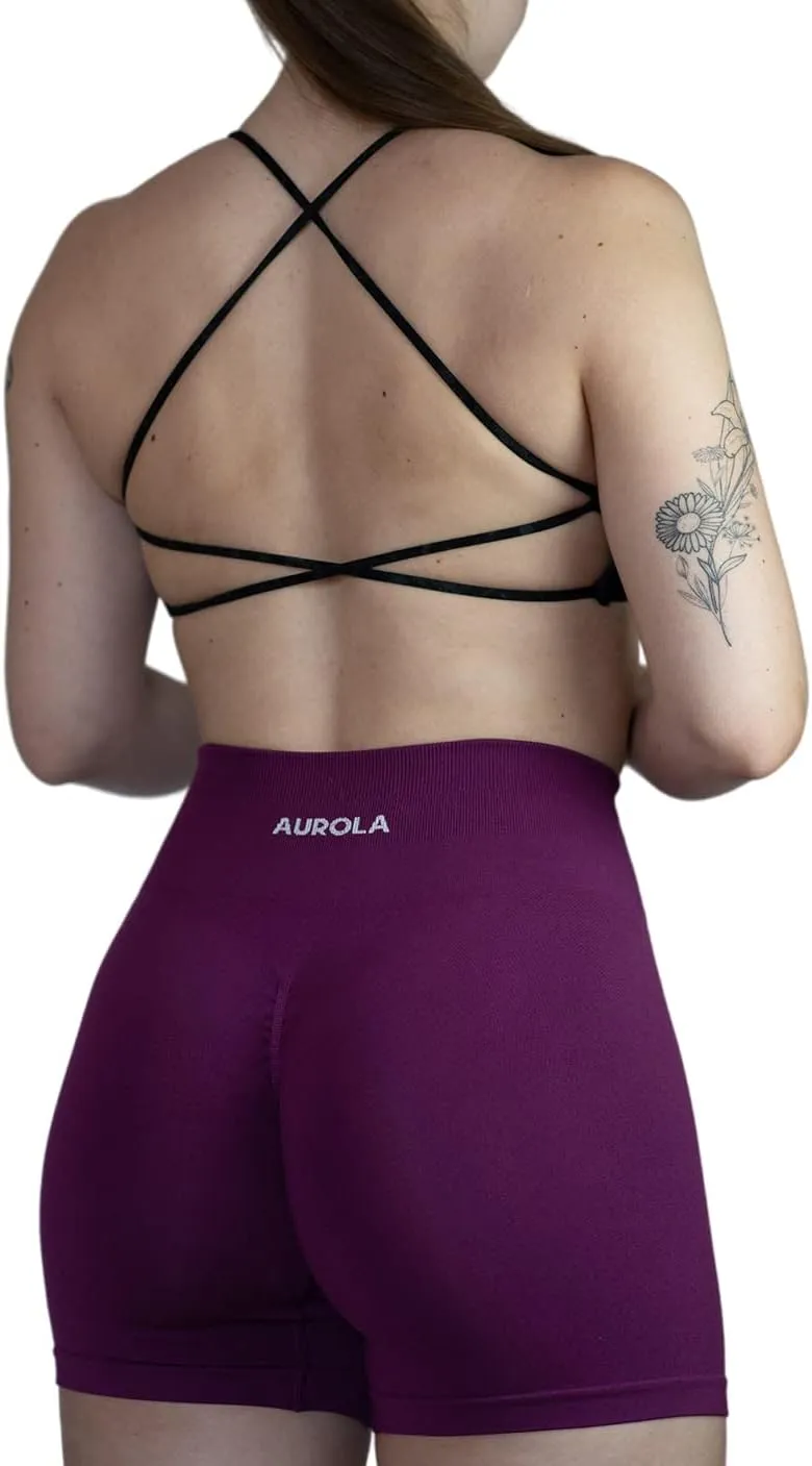 AUROLA Workout Sports Bras Women Athletic Removable Backless Strappy Criss Cross Light Support Gym Fitness Yoga Crop Bra