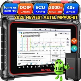 Autel Scanner MaxiPRO MP900-BT: 2025 MP900BT V2.0 ECU Coding Bidirectional Scan Tool, Up of MP900Z-BT MP900 MP808S MP808BT PRO DS808 MS906BT, DoIP/CAN FD, VIN/License Scan, 40  Resets, OS11, AutoAuth
