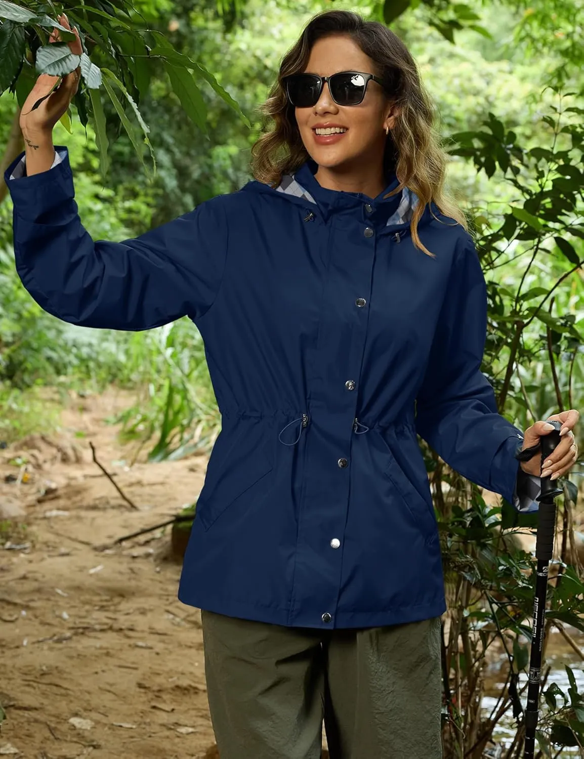 Avoogue Rain Jacket for Women Waterproof Lightweight Hooded Raincoat for Hiking Travel Outdoor