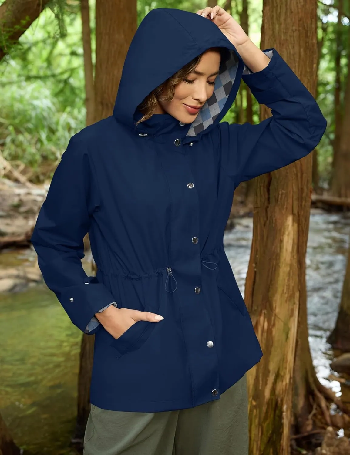 Avoogue Rain Jacket for Women Waterproof Lightweight Hooded Raincoat for Hiking Travel Outdoor