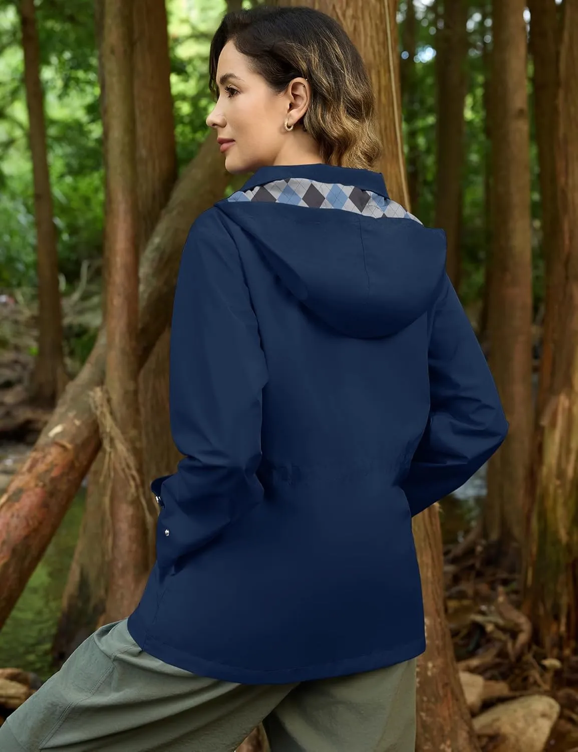 Avoogue Rain Jacket for Women Waterproof Lightweight Hooded Raincoat for Hiking Travel Outdoor