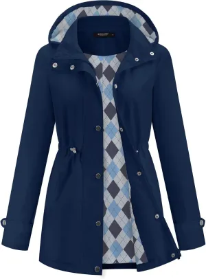 Avoogue Rain Jacket for Women Waterproof Lightweight Hooded Raincoat for Hiking Travel Outdoor