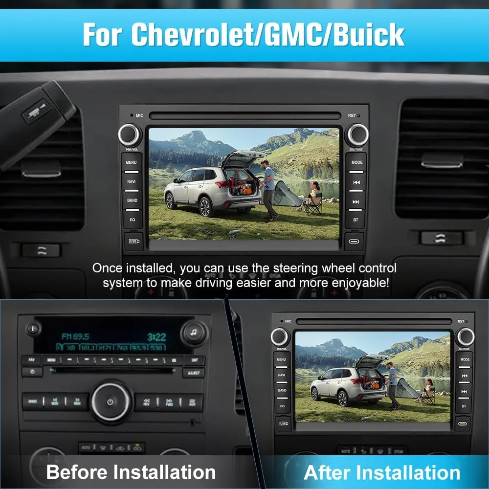 AWESAFE Car Stereo for Chevy Silverado GMC Sierra Yukon 2007-2013, Android GPS Navigation Head Unit Radio Replacement with CarPlay Android Auto Multimedia Video Player - with Backup Camera
