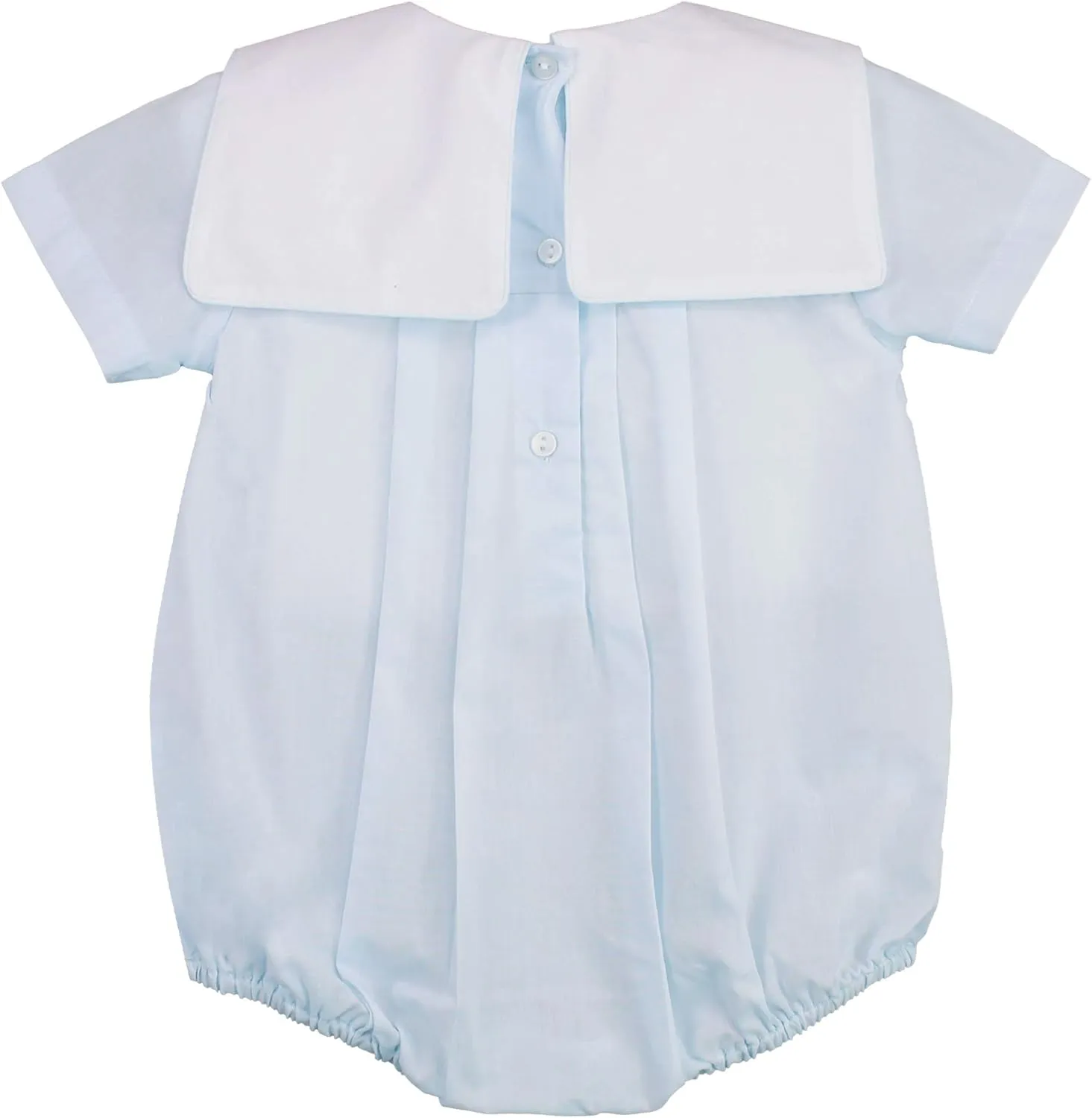Baby Boys' Square Collar Romper with Train Embroidery