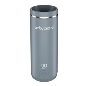 Baby Brezza Superfast Portable Baby Bottle Warmer – 67% Faster - Travel Breastmilk Warmer and Formula Warmer - Safe, Even Heating - Up to 9oz - No Adapters, Grey