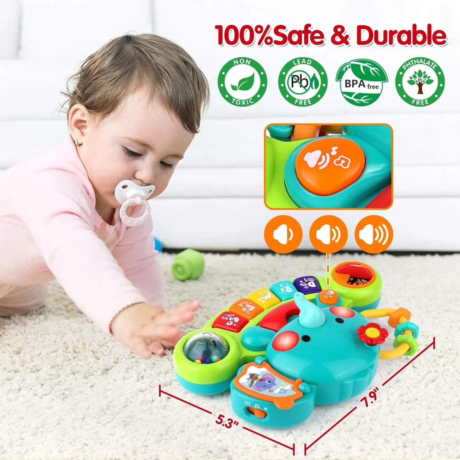 Baby Piano Toy 6 to 12 Months Light Up Music Baby Toys for 0 6 9 12 18 Months Early Learning Educational Piano Keyboard Infant Babies Girl Toy 1 Year Old Boy Girls Gift