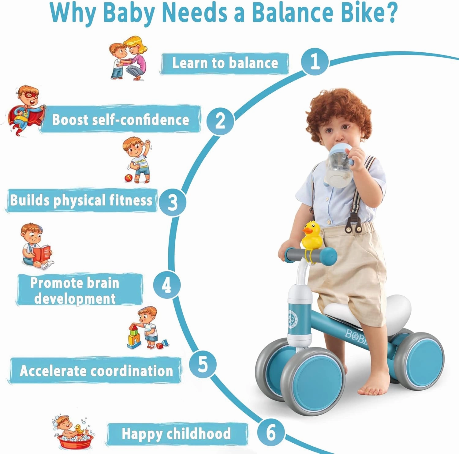 Baby Balance Bike Toys for 12-36 Months Kids Toy Boy and Girls Gifts Toddler Best First Birthday Gift Children Walker No Pedal Infant 4 Wheels Bicycle (Classic, Light Blue)