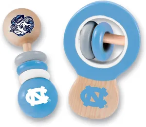 BabyFanatic Wood Rattle 2 Pack - NCAA UNC Tar Heels - Officially Licensed Baby Toy Set