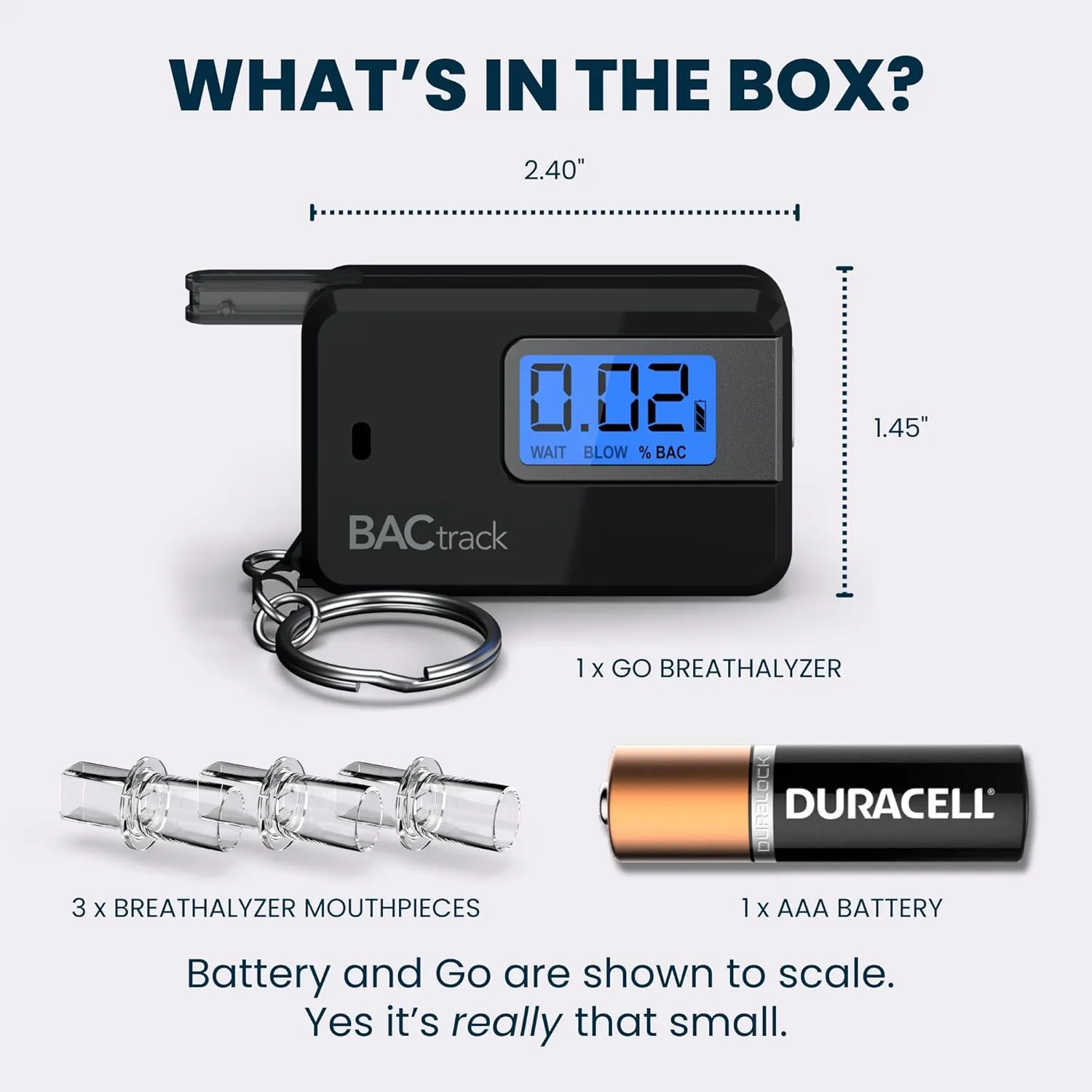 BACtrack Go Keychain Breathalyzer - Black (2 Pack) | Ultra-Portable Pocket Keyring Alcohol Tester for Personal Use