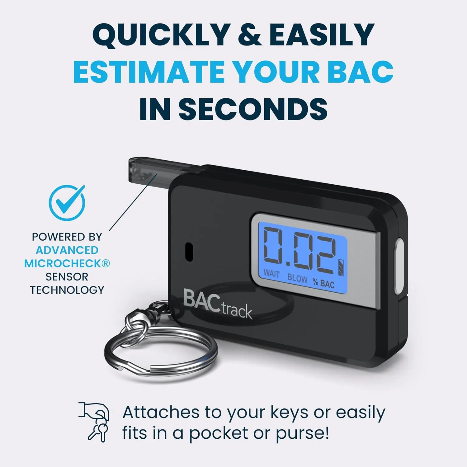 BACtrack Go Keychain Breathalyzer - Black (2 Pack) | Ultra-Portable Pocket Keyring Alcohol Tester for Personal Use