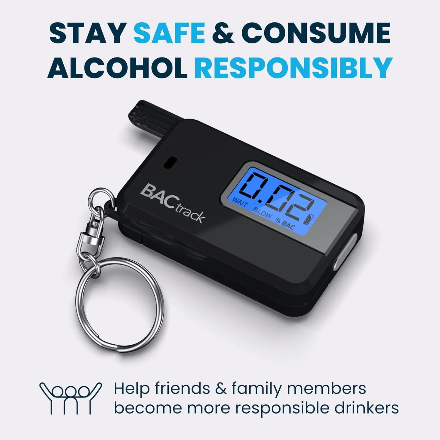 BACtrack Go Keychain Breathalyzer - Black (2 Pack) | Ultra-Portable Pocket Keyring Alcohol Tester for Personal Use