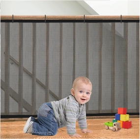 Banister Guard for Baby, Balcony Netting for Pets, 15ft x 3ft, Baby Safety Stairs Rail Net Provides Your Baby with a Environment, Baby Stair Net Fit for Child, Small Pet, Toy - Black