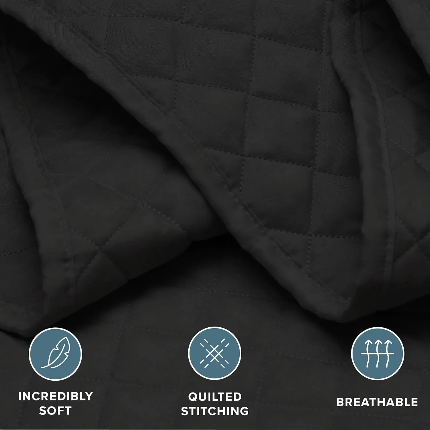 Bare Home Coverlet Set - Lightweight Bed Decor - Comforter Alternative - All-Season Quilted Bedspread (King, Black)