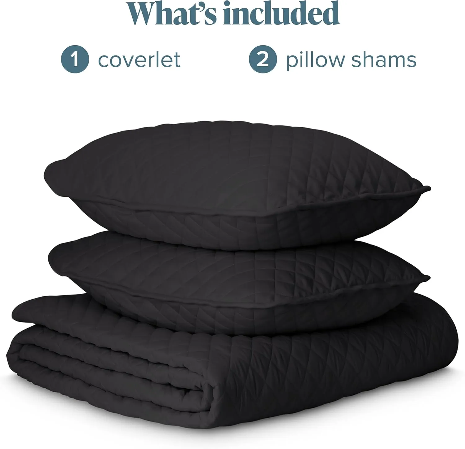 Bare Home Coverlet Set - Lightweight Bed Decor - Comforter Alternative - All-Season Quilted Bedspread (King, Black)