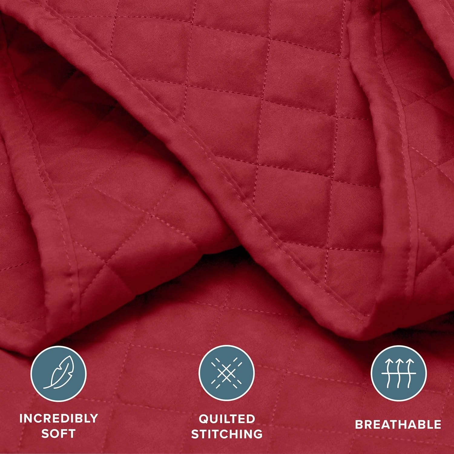 Bare Home Premium 2 Piece Quilt Set - Coverlet Set - Diamond Stitched Bedspread - Ultra-Soft Luxurious Lightweight All Season Bedspread (King/Cal King, Red)
