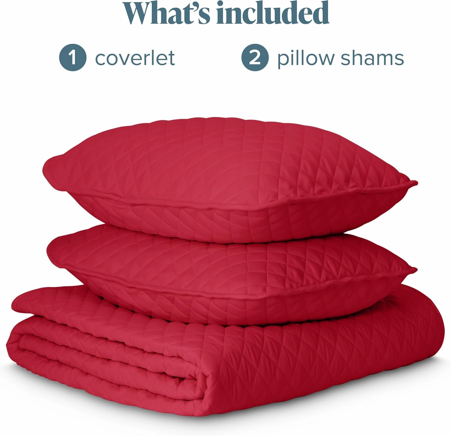 Bare Home Premium 2 Piece Quilt Set - Coverlet Set - Diamond Stitched Bedspread - Ultra-Soft Luxurious Lightweight All Season Bedspread (King/Cal King, Red)