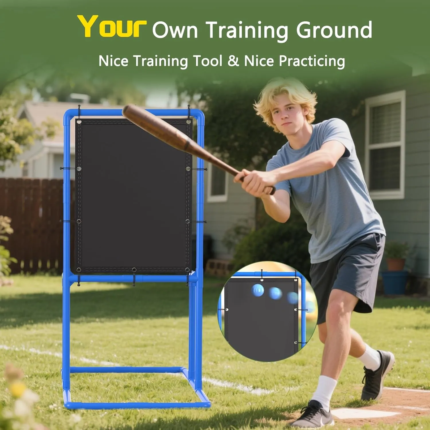 Baseball Strike Zone Target for Plastic Balls Compatible with Wiffle Ball and Blitzball Pitching Training Strike Zone Target Set Up and Assemble Easily