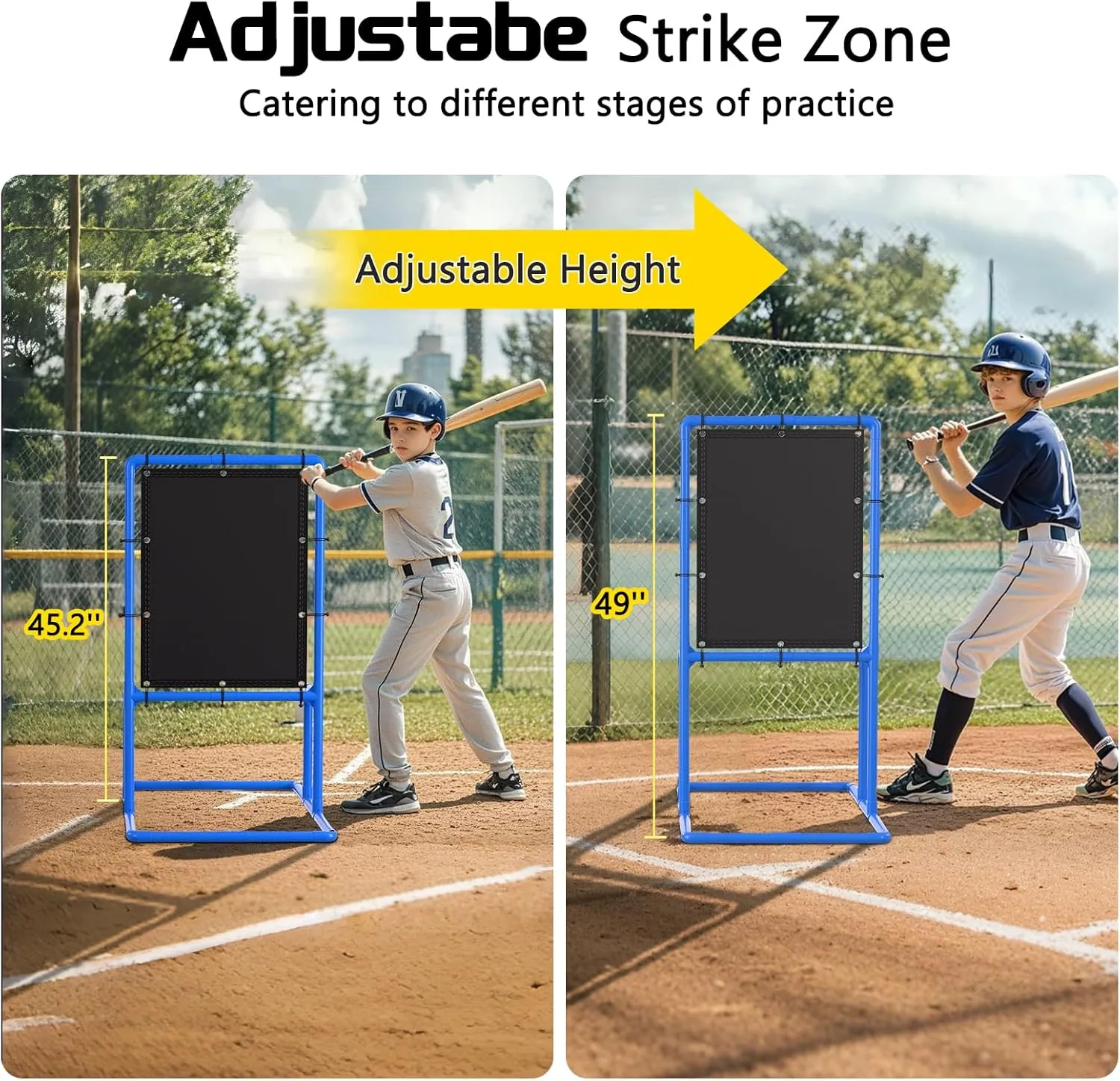 Baseball Strike Zone Target for Plastic Balls Compatible with Wiffle Ball and Blitzball Pitching Training Strike Zone Target Set Up and Assemble Easily