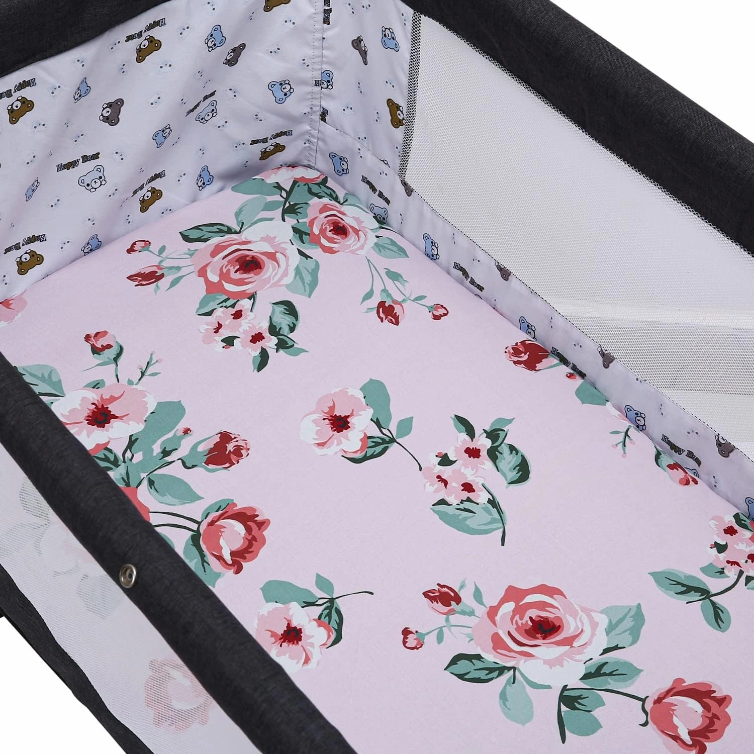 Bassinet Sheets 4 Pack Compatible with Chicco LullaGo Nest Portable Bassinet, Close to You 3-in-1 and Next2Me Bedside Bassinet,Stretchy Ultra Soft Floral/Pink