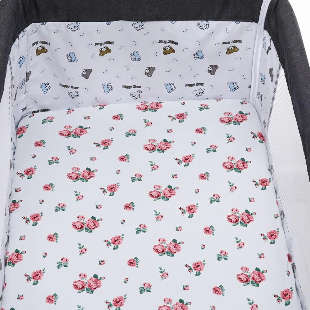 Bassinet Sheets 4 Pack Compatible with Chicco LullaGo Nest Portable Bassinet, Close to You 3-in-1 and Next2Me Bedside Bassinet,Stretchy Ultra Soft Floral/Pink