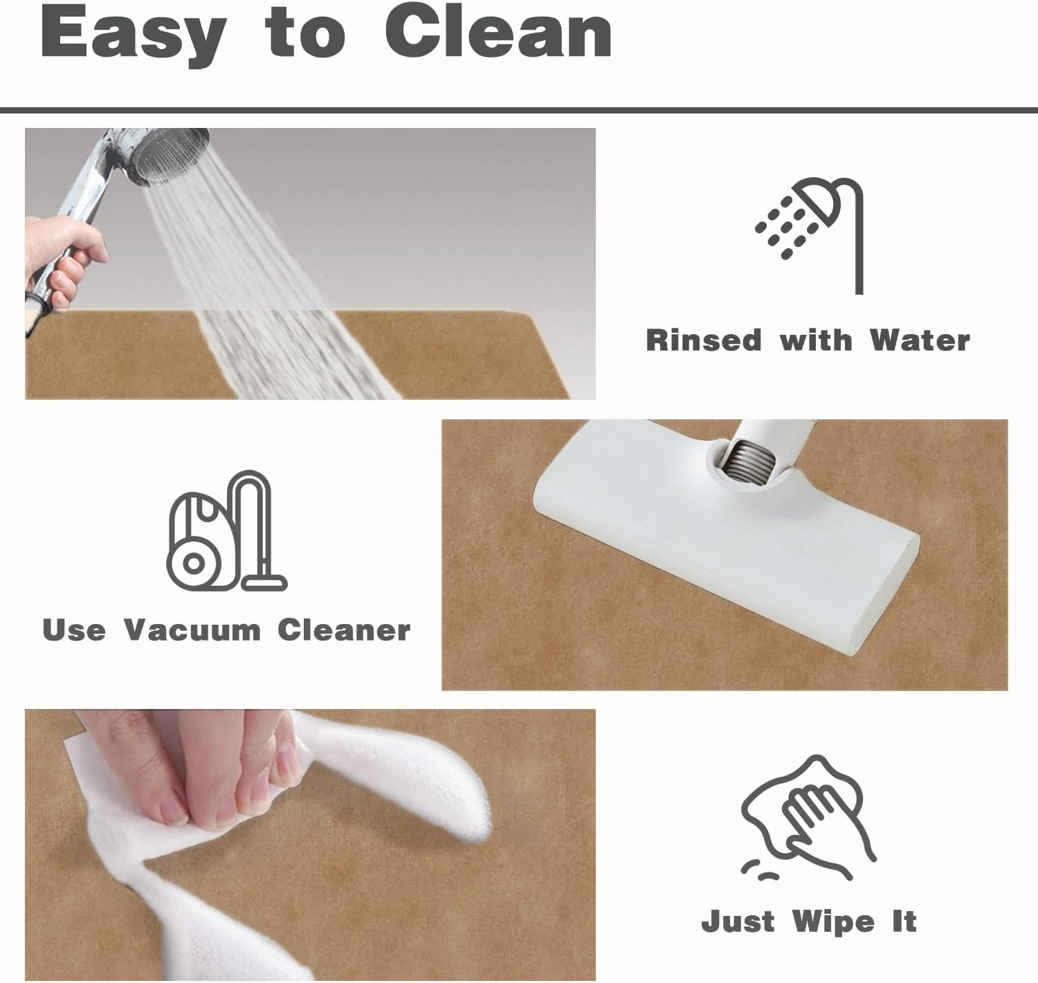 Bathroom Mat Quick Dry, Bathroom Rugs Non Slip Washable Thin Absorbent Bath Mat Fits Under Door Bathroom Floor Mat Perfect for Bath, Shower, or Sink 16"x24" Camel