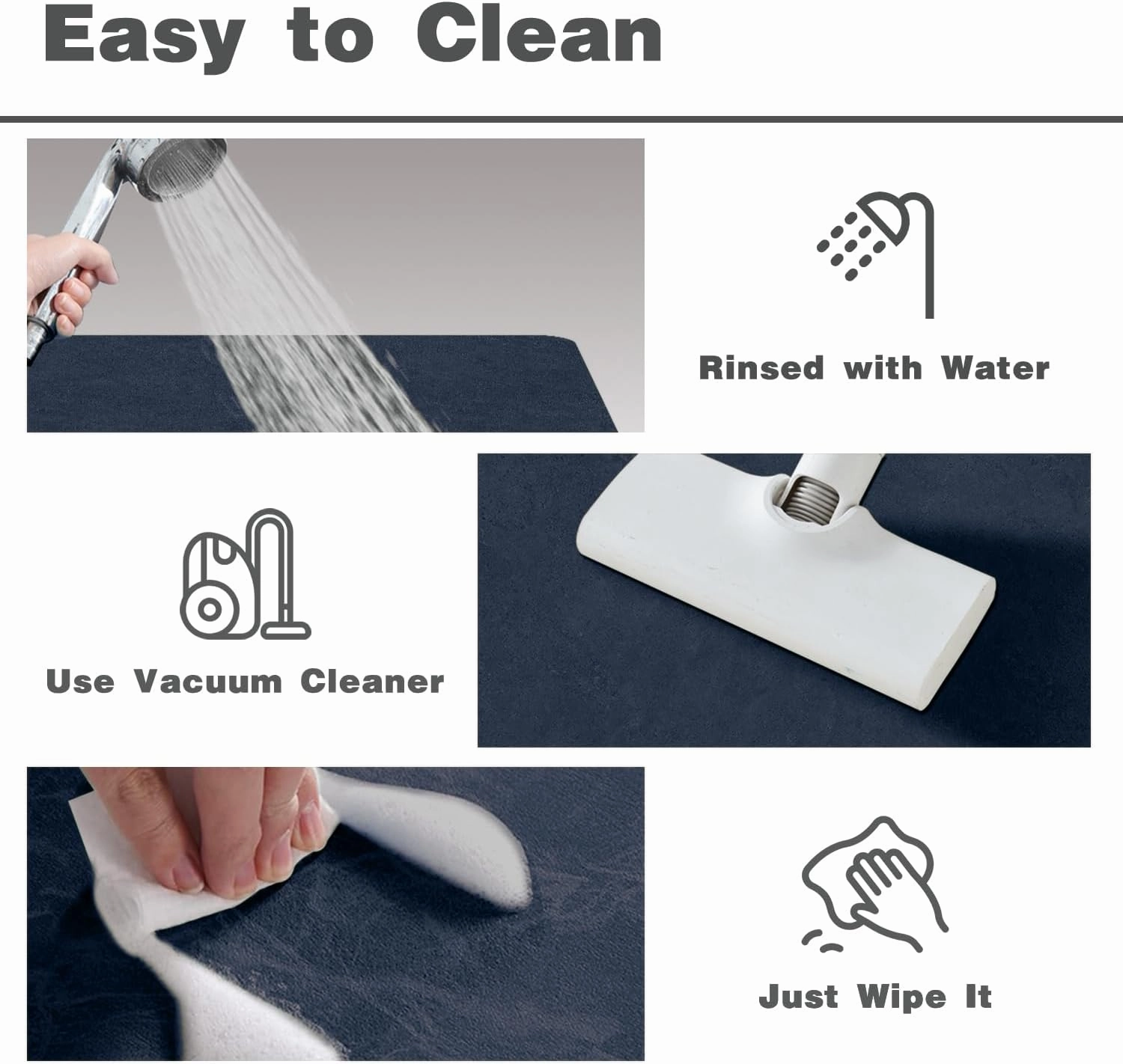 Bathroom Mat Quick Dry, Bathroom Rugs Non Slip Washable Thin Absorbent Bath Mat Fits Under Door Bathroom Floor Mat Perfect for Bath, Shower, or Sink 16"x24" Navy Blue