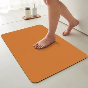 Bathroom Mat Quick Dry, Bathroom Rugs Non Slip Washable Thin Absorbent Bath Mat Fits Under Door Bathroom Floor Mat Perfect for Bath, Shower, or Sink 16"x24" Orange