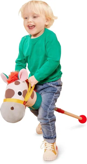 Battat – Classic Hobby Horse – Plush Stick Horse – Wooden Pole & Sensory Textures – Realistic Sounds – 2 Years   – Pony Pal