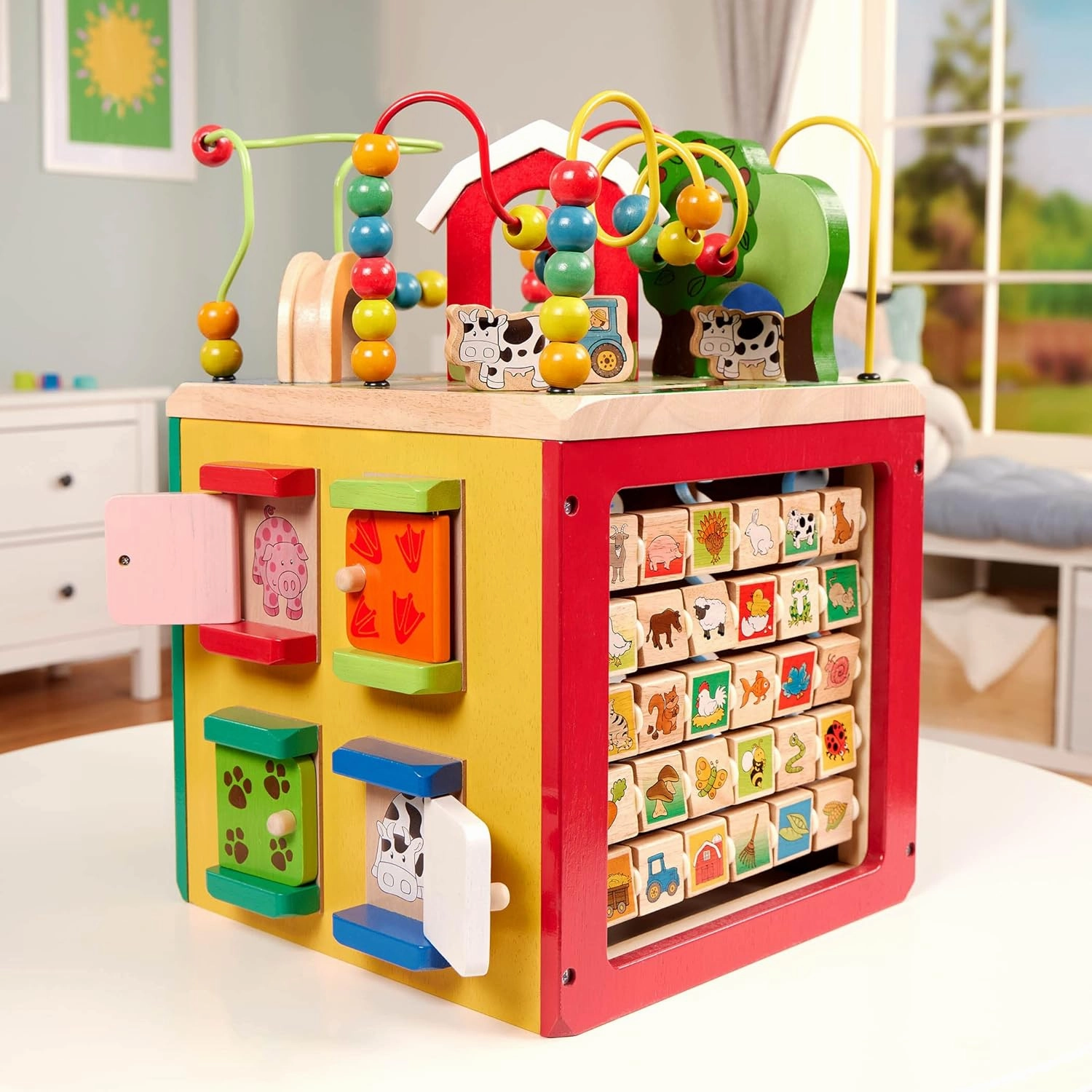 Battat - Activity Cube With Farm Theme - Educational Wooden Toys For Toddlers And Kids - 1 Year  