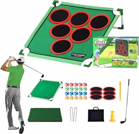 Battle Golf Game Play Set, Happy Yard Golf Game ,Golf Chipping Cornhole Games for Adults with 6 Hole Covers,20 Sticky Golf Balls, Compact and portable, Fun Golf Game Products for Outdoor & Indoor