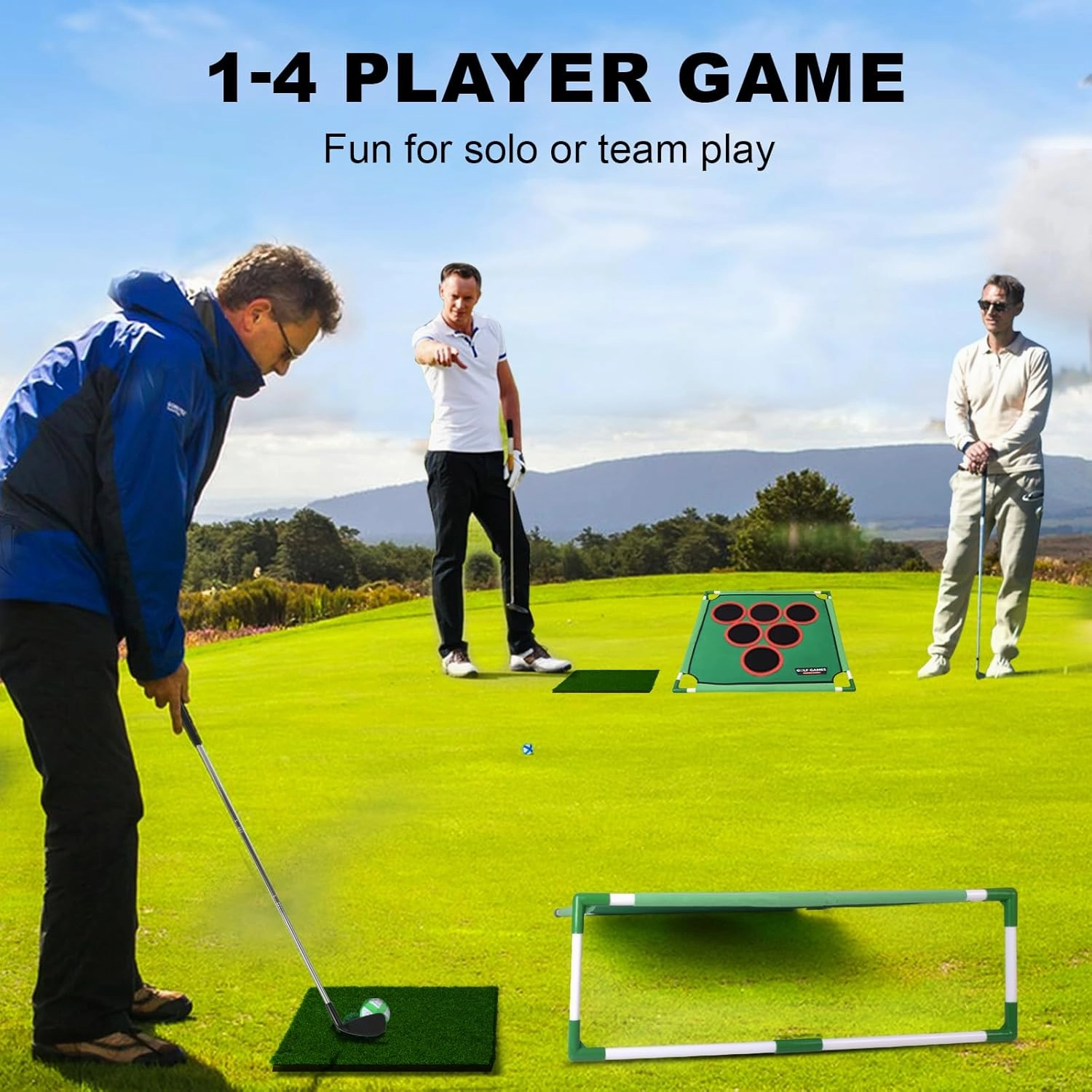 Battle Golf Game Play Set, Happy Yard Golf Game ,Golf Chipping Cornhole Games for Adults with 6 Hole Covers,20 Sticky Golf Balls, Compact and portable, Fun Golf Game Products for Outdoor & Indoor