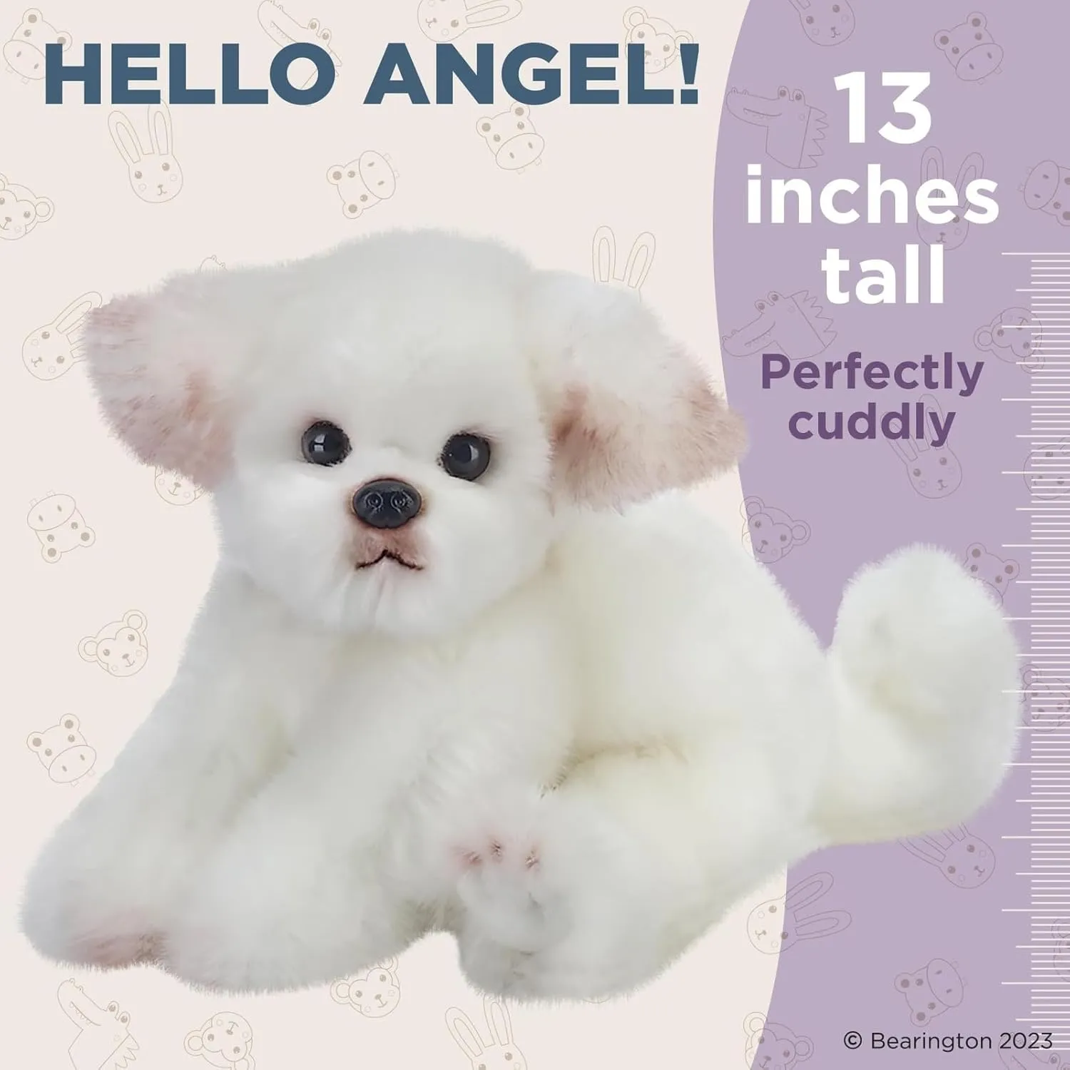 Bearington Angel The Maltese Stuffed Animal, 13 Inch White Dog Stuffed Animal