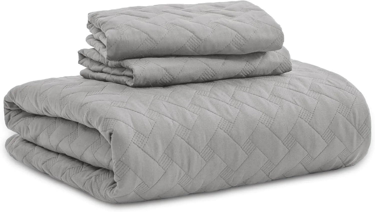 Bedsure Quilts Queen Size - Lightweight Bedspreads Queen Size with Basket Weave Pattern, Soft Quilt Bedding, Light Grey Comforter Coverlet for All Seasons (90" x 96")