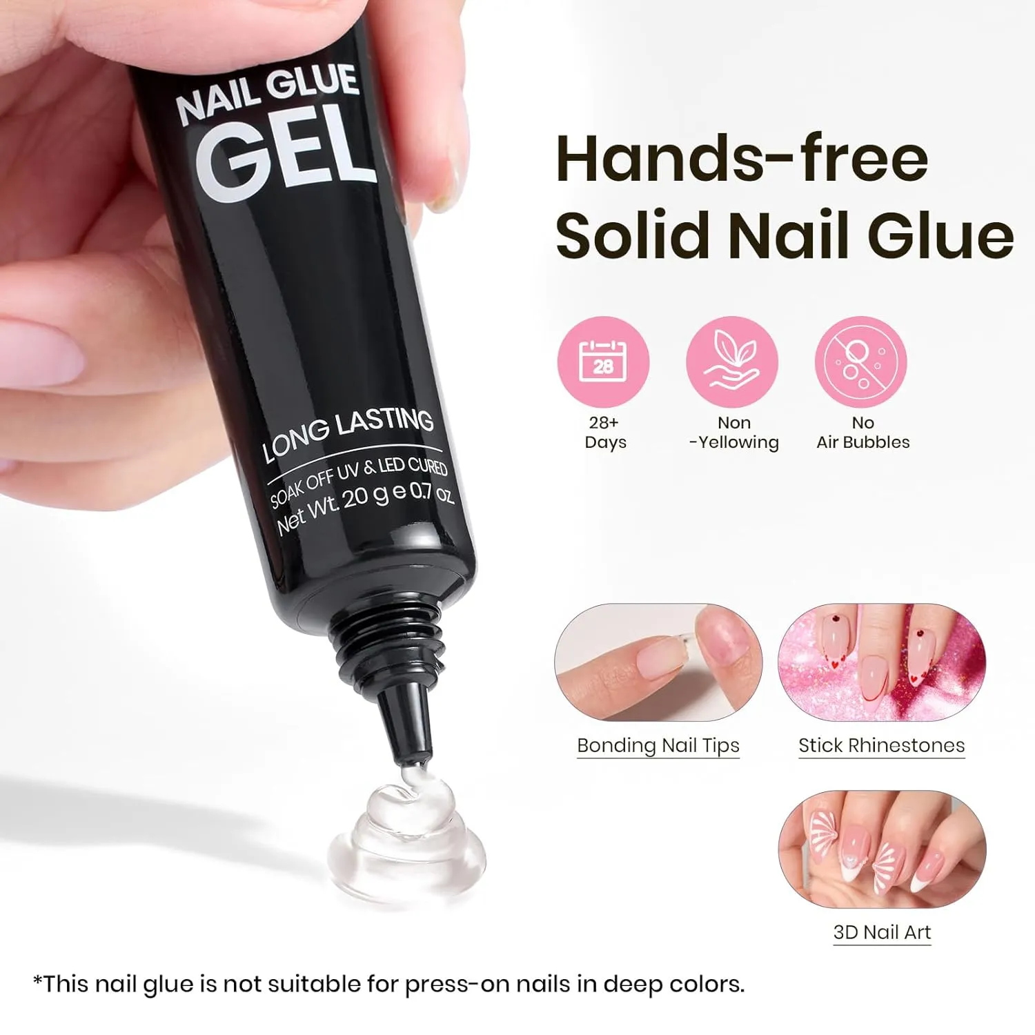 Beetles Tipex Gel Nail Kit, Medium Almond Nail Tips 224 Pcs 16 Sizes Pre-Building Pre-Etched False Nail Tips with Tipex Nail Glue, Mini Nail Lamp Thick Acrylic Nail Set for Women