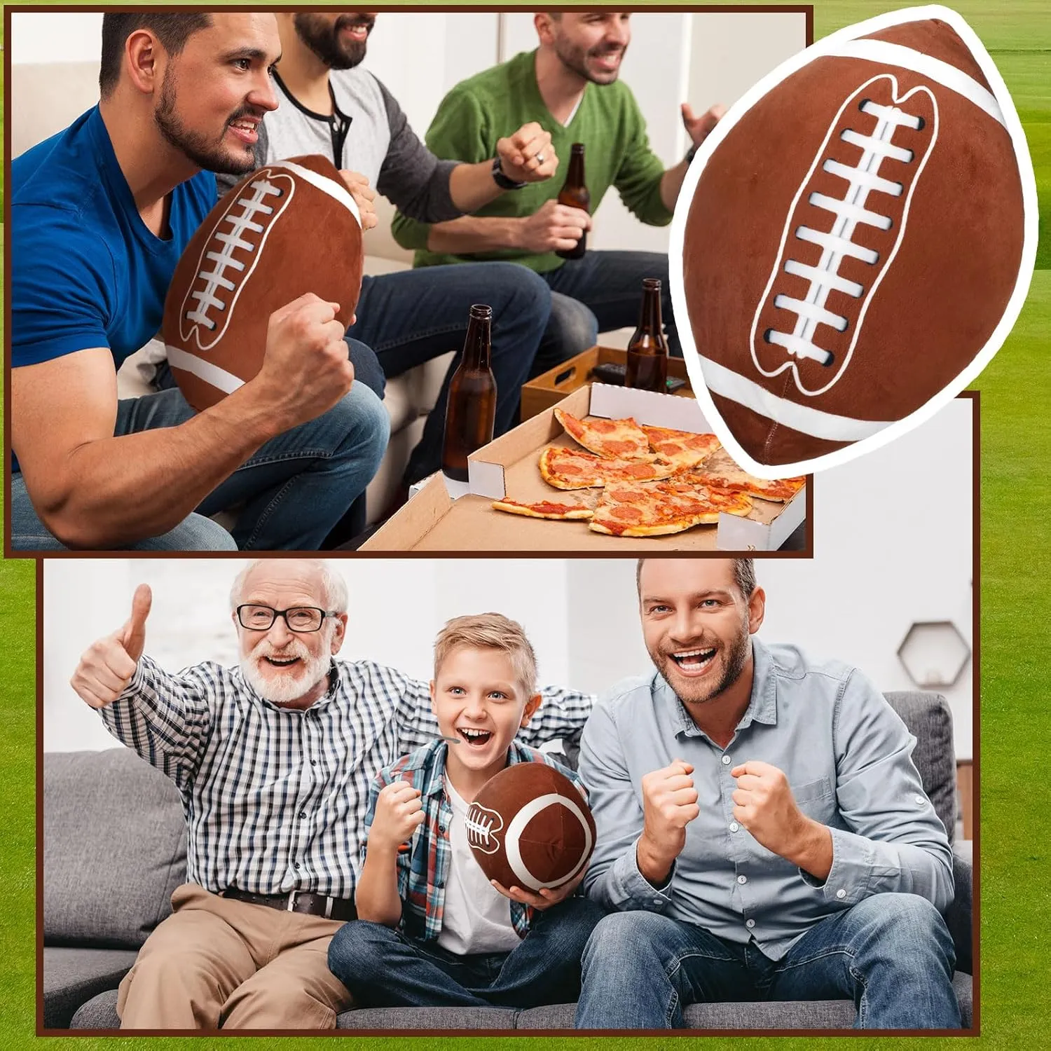 Bencailor 2 Pcs Football Plush Pillows Football Decor Fluffy Football Stuffed Animal Football Shaped Sports Throw Pillows for Boys Bedroom Decorations Birthday Party Decor Gift(11.81 x 15.75 Inches)