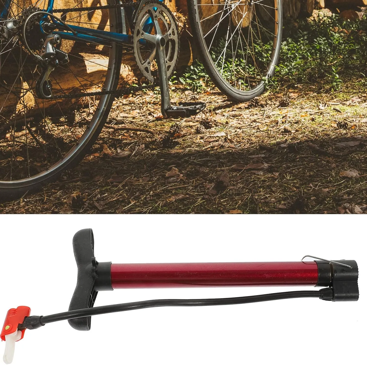 BESPORTBLE Bike Air Pump Portable Bike Tire Pump Hand Air Inflator Bike Floor Pump for Soccer Volleyball Basketball Inflator Yellow