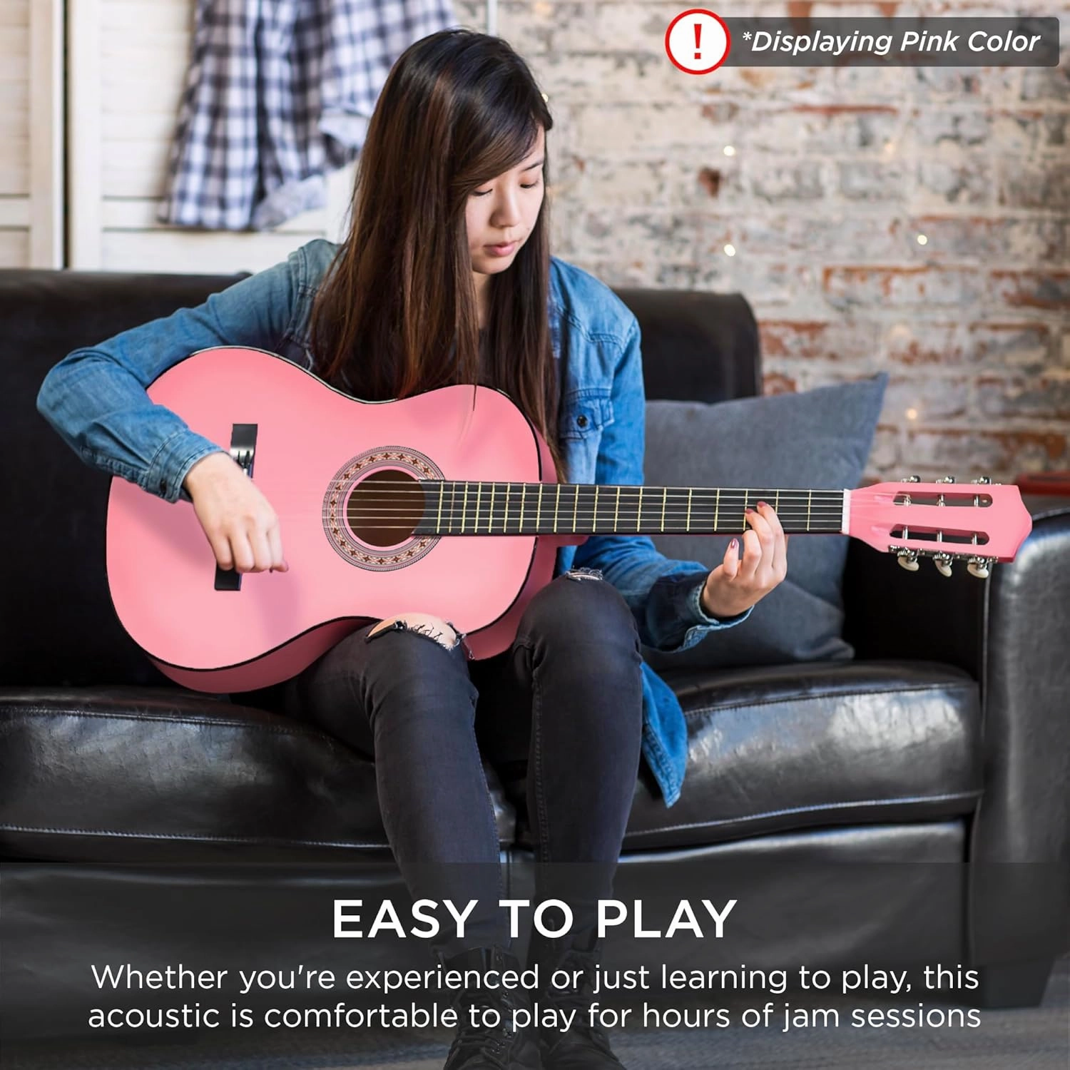 Best Choice Products 38in Beginner All Wood Acoustic Guitar Starter Kit w/Gig Bag, 6 Picks, Nylon Strings, Strap w/Pick Holder - Dark Brown