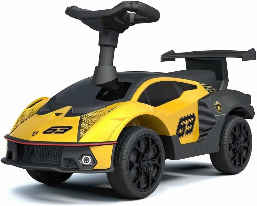 Best Ride On Cars Lamborghini Essenza SCV12 Push Car - Toy for Toddlers With Realistic Steering Wheel, Music, Horn, Comfy Seat, Backrest, Secret Storage - Yellow, Large