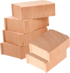 BESTonZON Wooden Train Track Bridge Supports 6pcs Toy Train Bridge Risers for Elevated Tracks