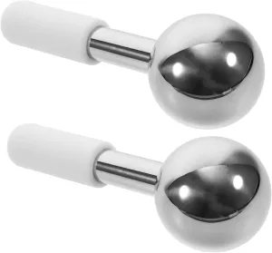 BESTYASH 2pcs Stainless Steel Beauty Ice Ball Massager for Facial Cooling and Skin Portable Ice Globes to Enhance Absorption of Skin Tone and Circulation