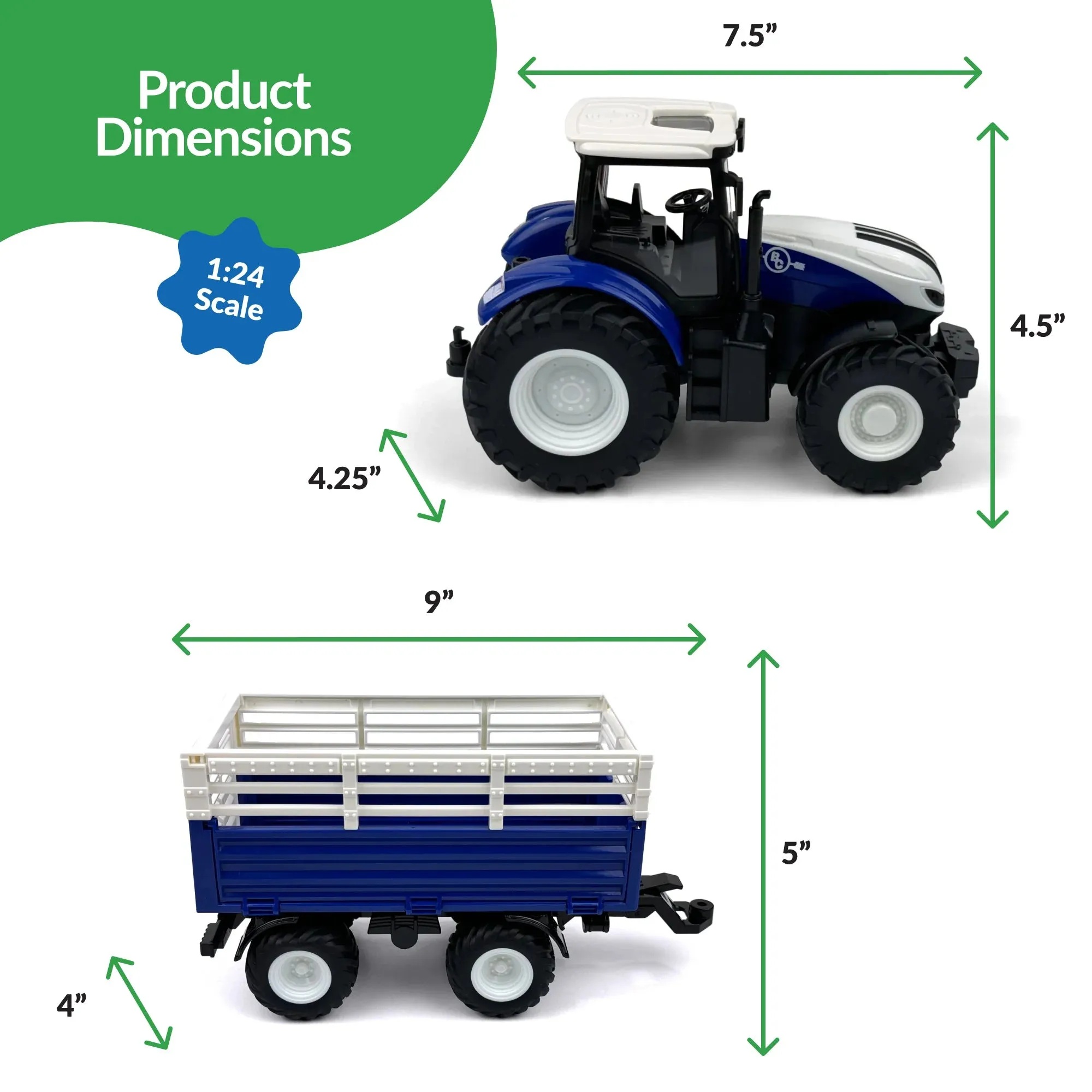 Big Country Toys - 1:24 Scale R/C Tractor & Trailer Combo Toys