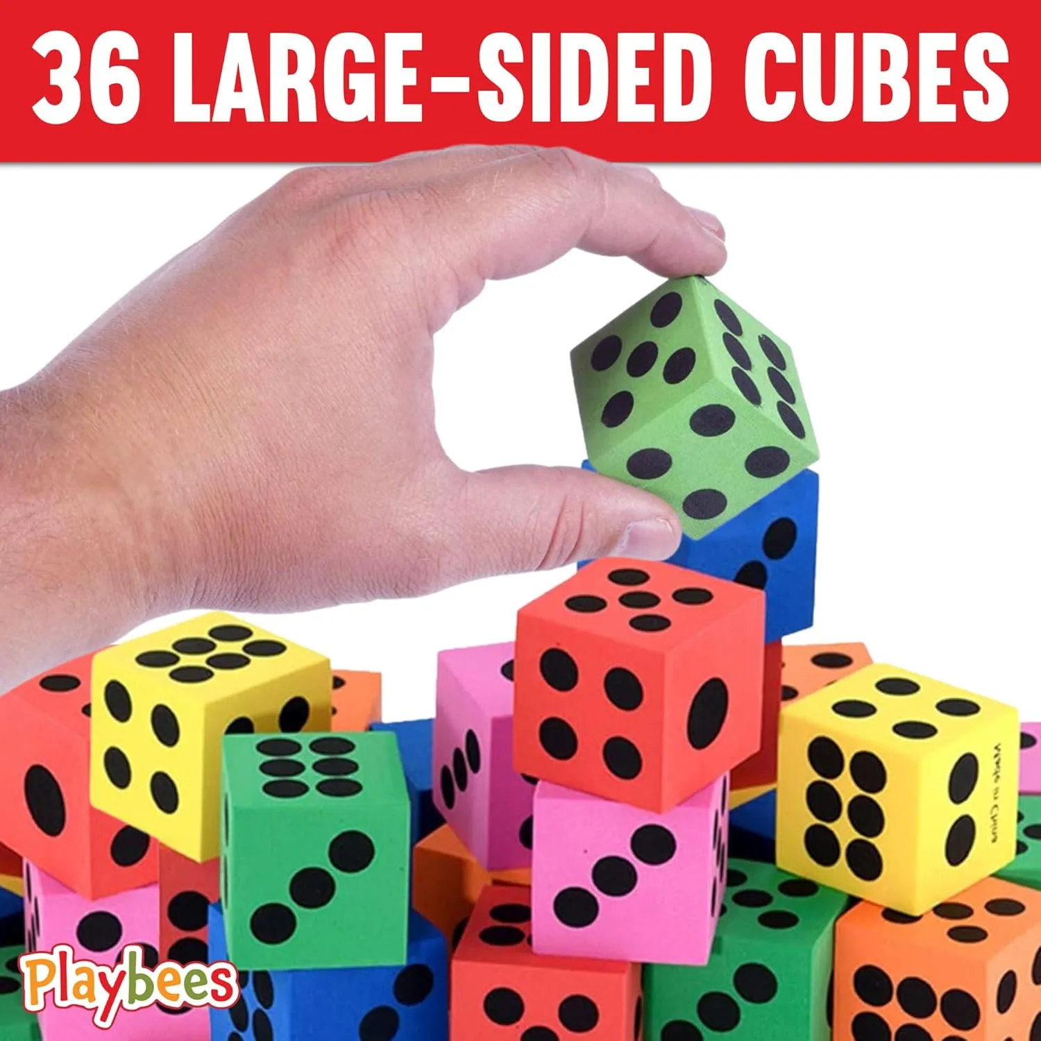 Big Foam Dice Set - 36-Pack, Jumbo, and Colorful Dice for Kids - Ideal for Boosting Math Skills, Great Gifts, and Party Fun