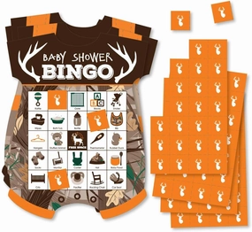 Big Dot of Happiness Gone Hunting - Picture Bingo Cards and Markers - Deer Hunting Camo Baby Shower Shaped Bingo Game - Set of 18