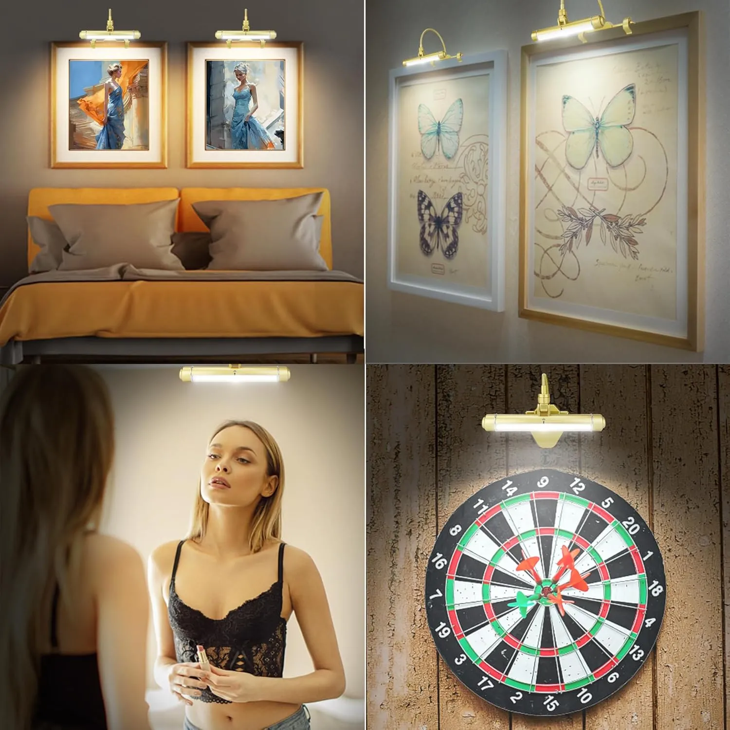 BIGMONAT Wireless Picture Light for Painting Rechargeable Battery Operated Artwork Light with Remote, Brightness Dimmable Clip on Display Lamp for Dart Board Art Gallery Photo
