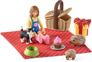 Birthday Picnic Schleich Farm World, Farm Animal Toys for Kids, Playset with Baby Animal Toys 10-Piece Set, Ages 3 