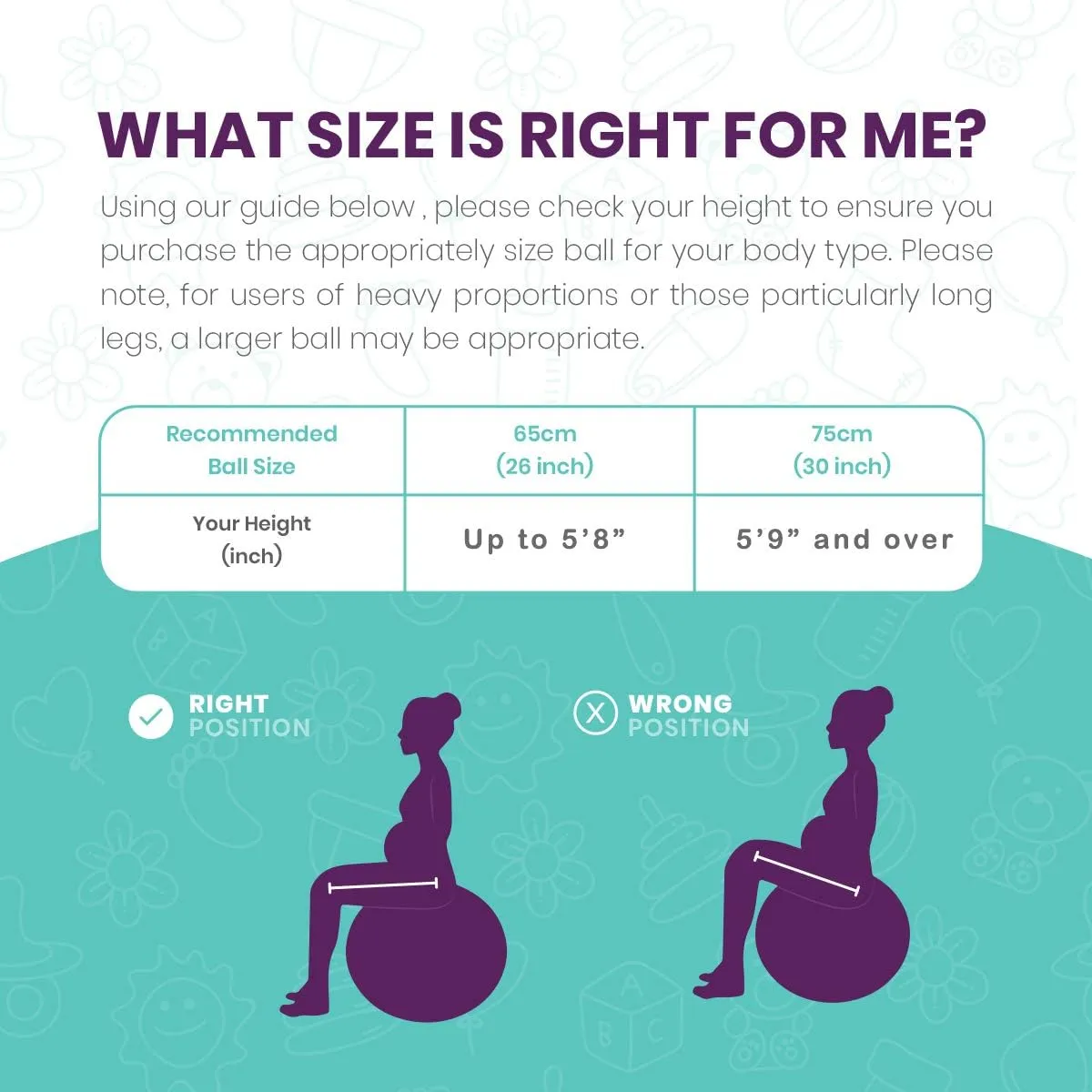 Birthing Ball for Pregnancy & Labor - 18 Page Pregnancy Ball Exercises Guide by Trimester - Non Slip Socks - How to Dilate, Induce, & Reposition Baby for Mom
