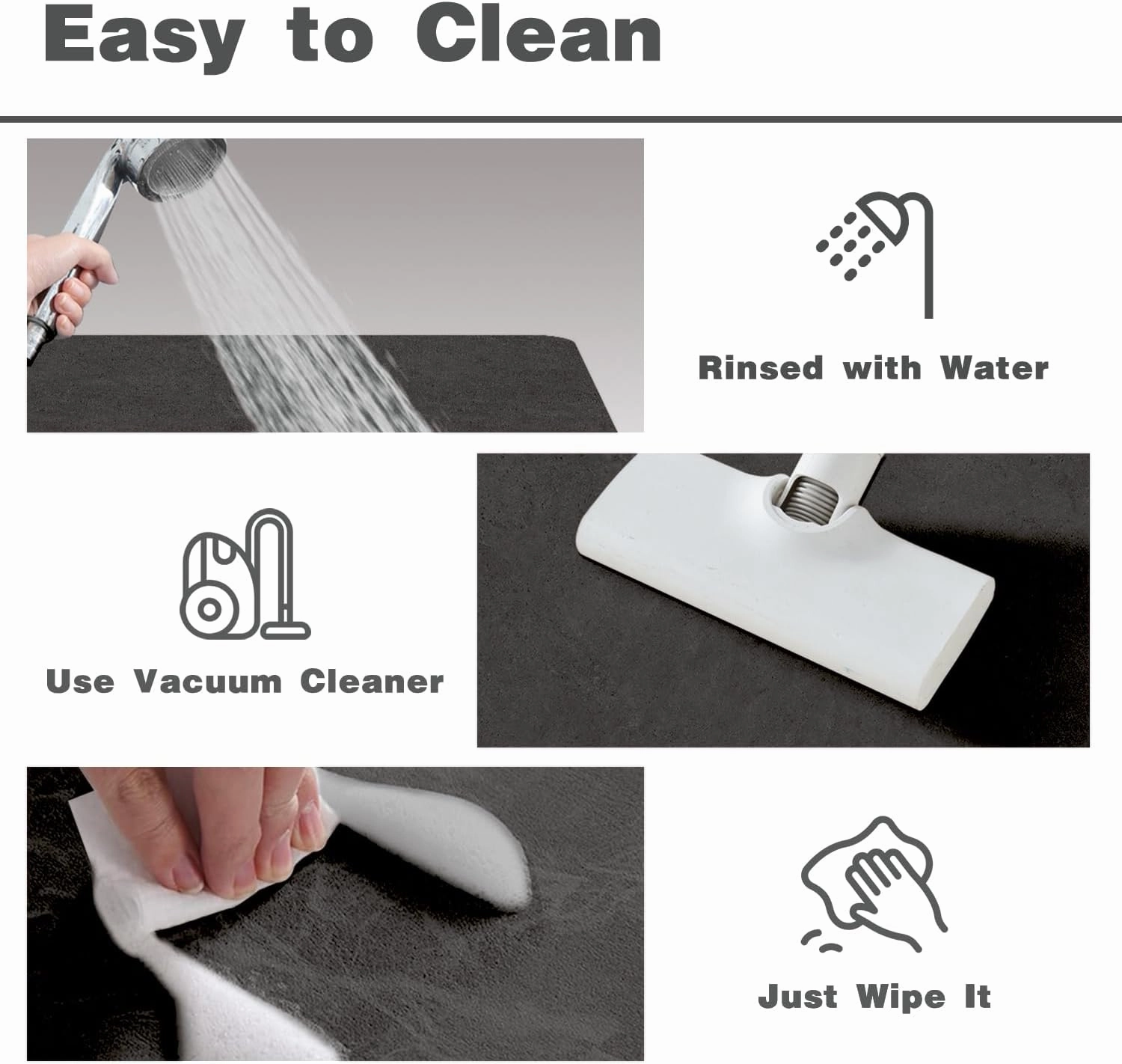 Black Bath Mat, Bathroom Rugs Non Slip Washable Thin Absorbent Quick Dry Bath Mat Fits Under Door Bathroom Floor Mat Perfect for Bath, Shower, or Sink 16"x24" Black