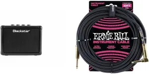 Blackstar Electric Guitar Mini Amplifier, Black (FLY3) & Ernie Ball Braided Instrument Cable, Straight/Angle, 10ft, Black (P06081)